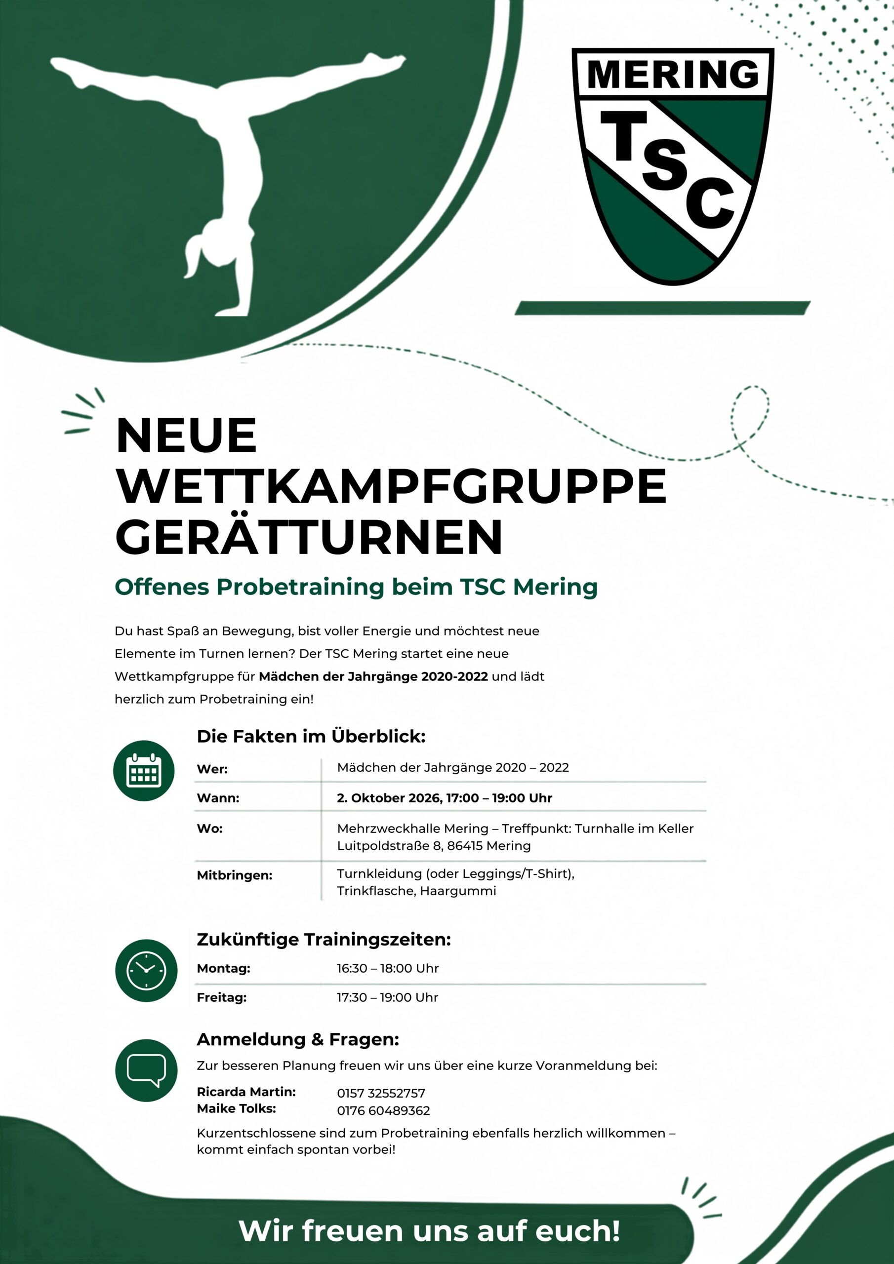 Probetraining Gerätturnen Flyer